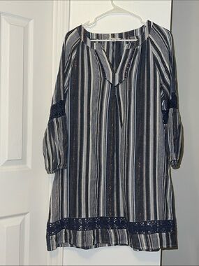 crown & ivy Striped Tunic with metallic highlights